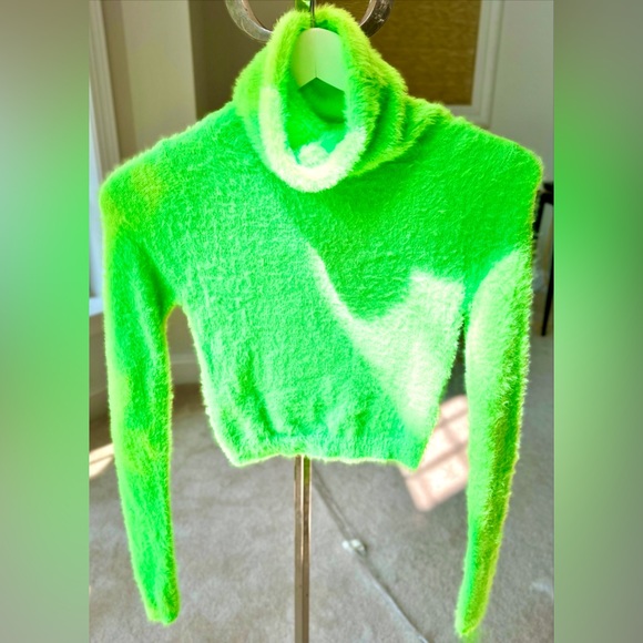 FASHIONOVA Being Cozy Fuzzy Sweater, Neon Lime & Neon Pink, Small - Picture 2 of 12